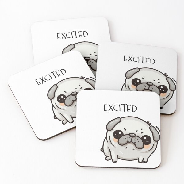 Item preview, Finn the pug is excited designed and sold by jk3design.