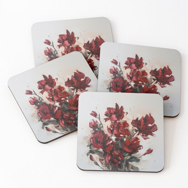 Item preview, Oil painting red flower art designed and sold by Simone Davino.