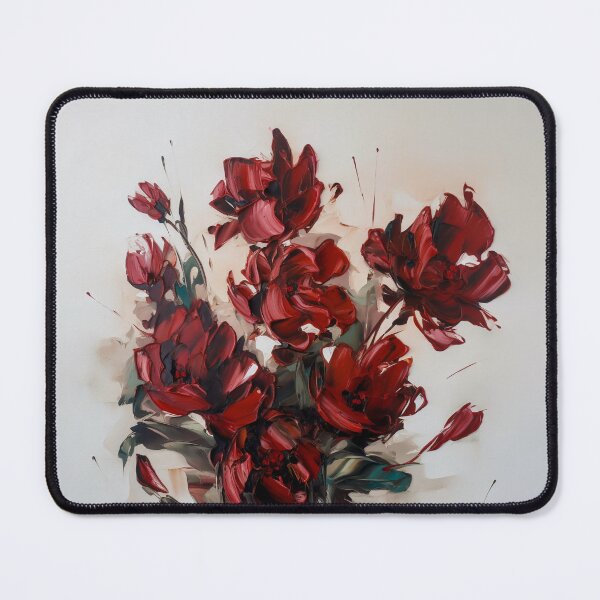 Item preview, Oil painting red flower art designed and sold by Simone Davino.