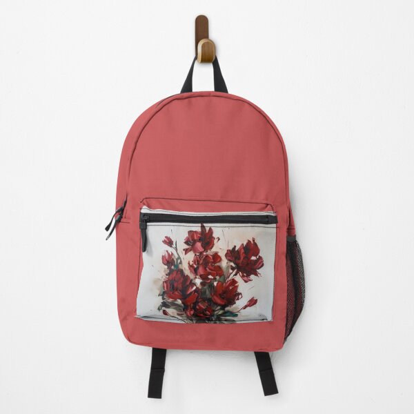 Item preview, Oil painting red flower art designed and sold by Simone Davino.