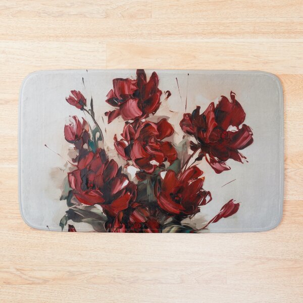Item preview, Oil painting red flower art designed and sold by Simone Davino.