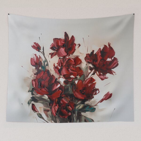 Item preview, Oil painting red flower art designed and sold by Simone Davino.