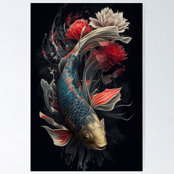 Cheap Japanese Cherry Blossom Koi Fish Moon Lake Magic Art Poster