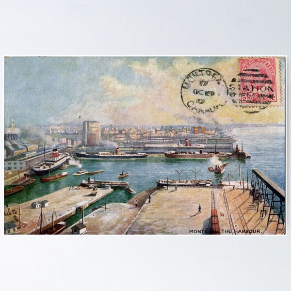 Item preview, 1910 Canada antique postcard Montreal the harbor designed and sold by observer11.