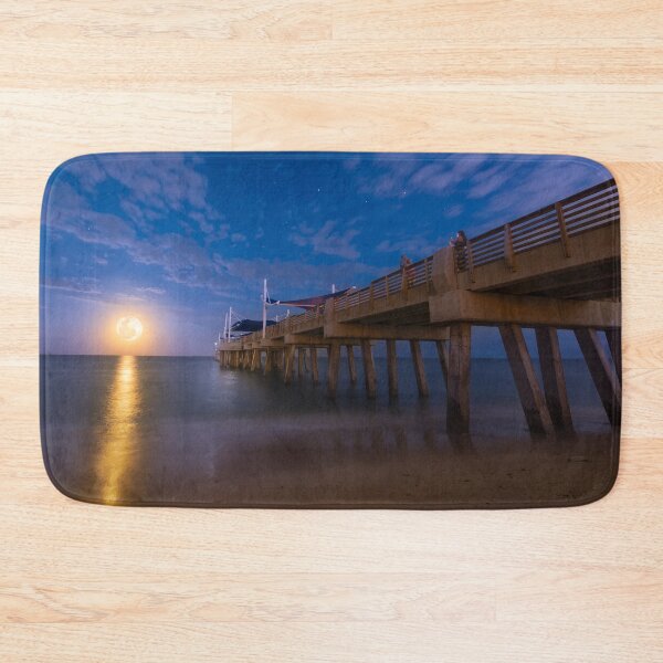 Item preview, Moonrise at the Pompano Beach Pier designed and sold by VisualVoyages.