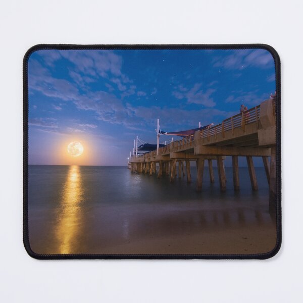 Item preview, Moonrise at the Pompano Beach Pier designed and sold by VisualVoyages.
