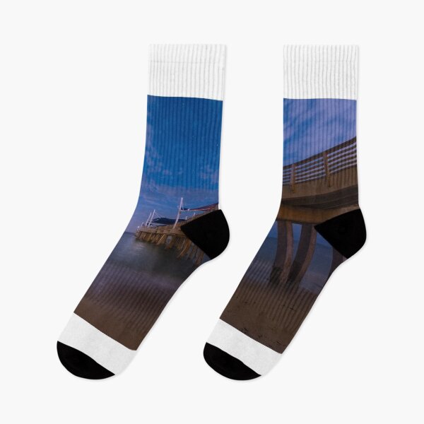 Item preview, Moonrise at the Pompano Beach Pier designed and sold by VisualVoyages.