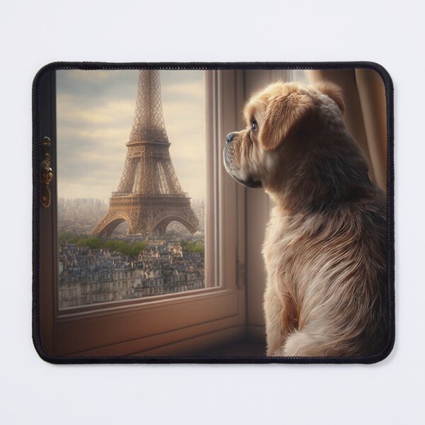 Item preview, Dog Looking Out a Window at the Eiffel Tower designed and sold by jrtwynam.