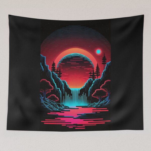 Item preview,  neon waterfall pixels art designed and sold by OUSS  SQUARE⭐⭐⭐⭐⭐.
