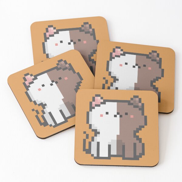 Item preview, Pixel Quiet Two Face White Brown Cat 42 designed and sold by sosorimaru.