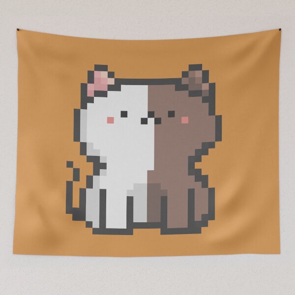 Item preview, Pixel Quiet Two Face White Brown Cat 42 designed and sold by sosorimaru.
