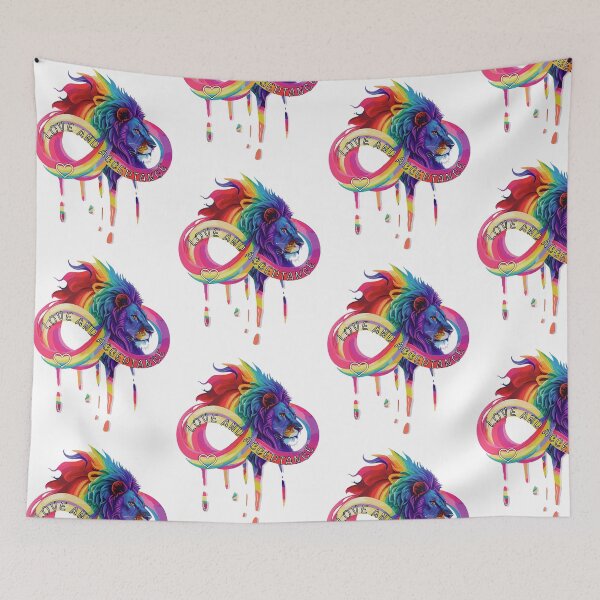 Item preview,  infinity symbol with fierce lion head in rainbow colours designed and sold by Lubellebubble20.