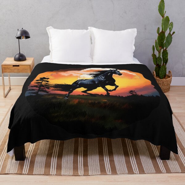 Item preview, Stunningly Beautiful Black Friesian Horse on a Hilltop Graphic Design designed and sold by RarefiedAir.