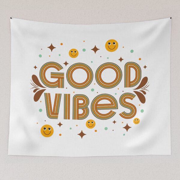 Item preview, Good Vibes Retro Groovy Feel Good Phrase-White designed and sold by Gsallicat.