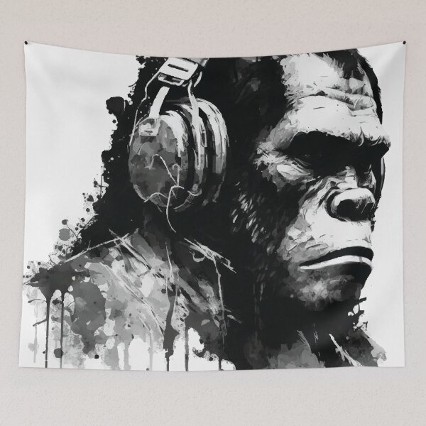 Item preview, A Gorilla Wearing Headphones: Animal Street Art designed and sold by GVRDesign.