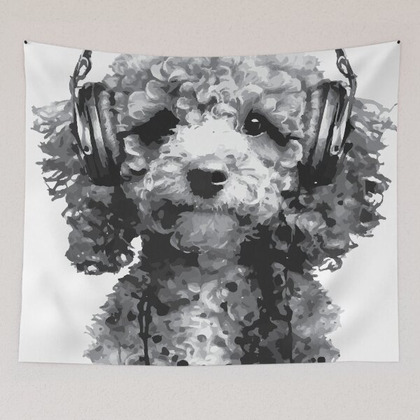 Item preview, A Cavapoo Puppy Wearing Headphones: Animal Street Art designed and sold by GVRDesign.
