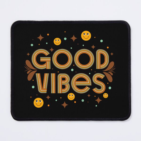 Item preview, Good Vibes Retro Groovy Feel Good Phrase-Black designed and sold by Gsallicat.
