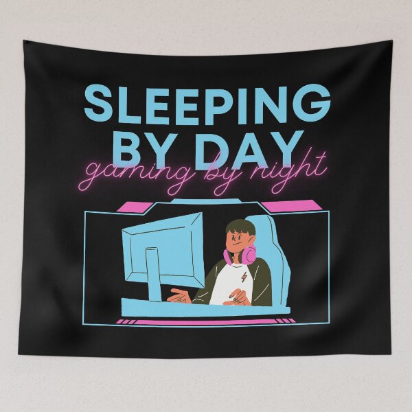 Item preview, Sleeping By Day Gaming By Night-Gaming Addict designed and sold by letsgetinspired.