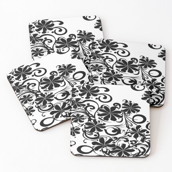 Item preview, Twirls and Swirls of Black Flowers and Stems with White Background designed and sold by deniselynnimage.