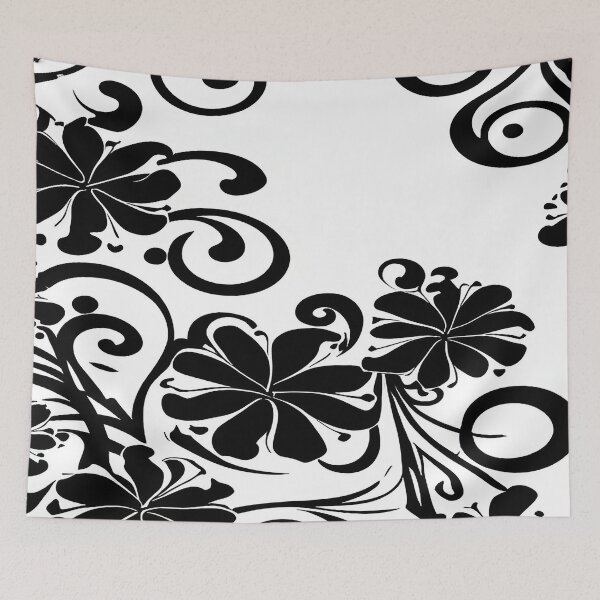 Item preview, Twirls and Swirls of Black Flowers and Stems with White Background designed and sold by deniselynnimage.