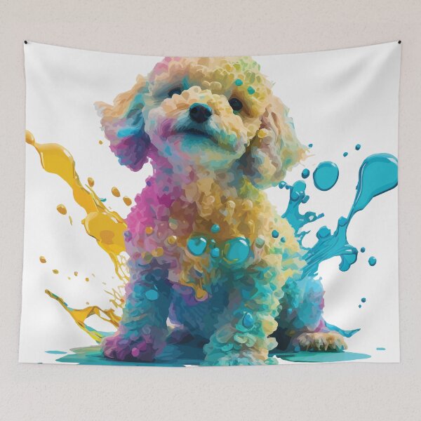 Item preview, A Cavapoo Puppy Splashing - Animals in Vibrant Color designed and sold by GVRDesign.