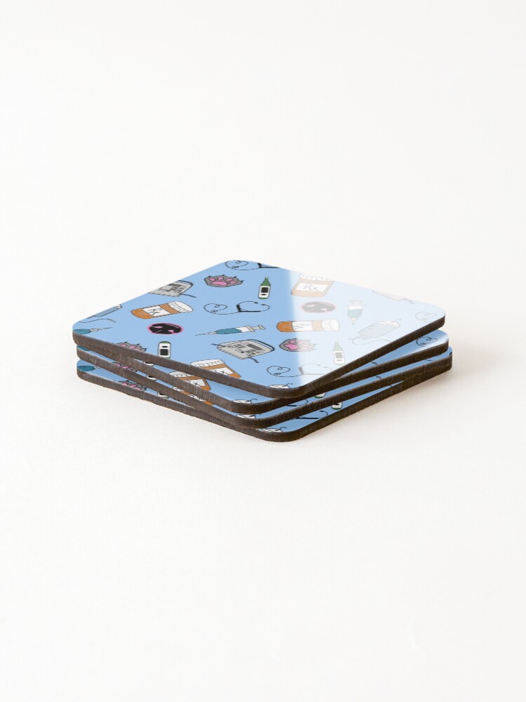 Thumbnail 4 of 5, Coasters (Set of 4), Blue Vet Med Pattern designed and sold by RNHArtwork.
