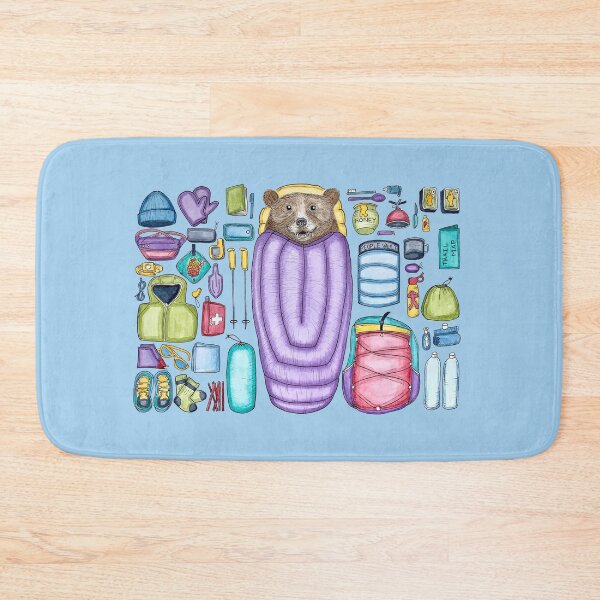 Item preview, Backpacker bear gear spread blue background designed and sold by Sockstomistic.