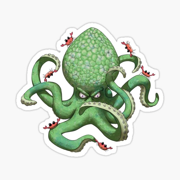 Crabby Octopus - Green Sticker