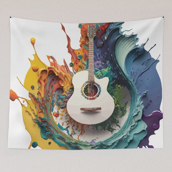 Item preview, A White Guitar with Thick Paint Swirl - Life but Vibrant designed and sold by GVRDesign.