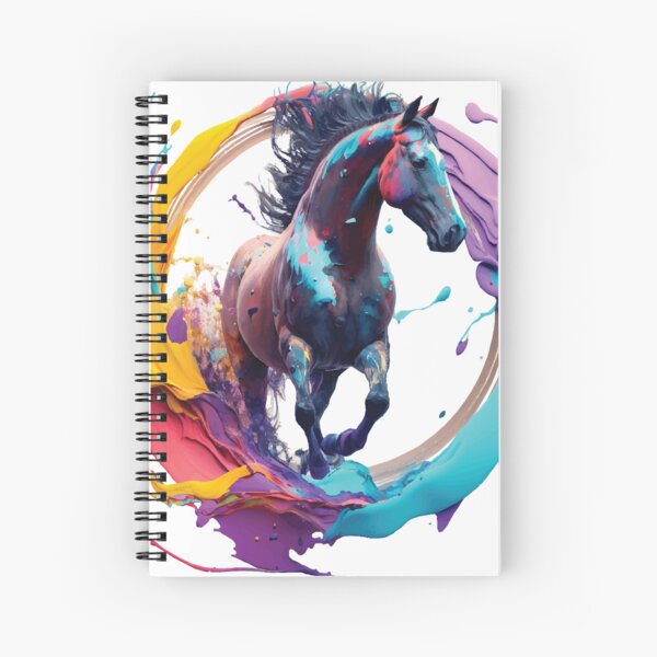 A Painted Horse Galloping - Animals in Vibrant Color Spiral Notebook