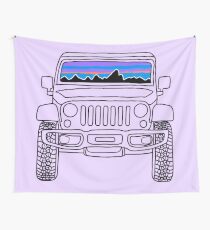 Jeep Sunset with Mountains Wall Tapestry