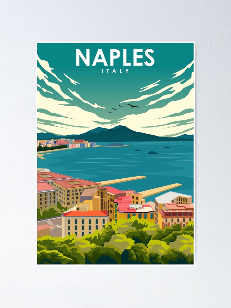 Naples Italy Vintage Colorful Minimal Retro Travel Poster | Poster