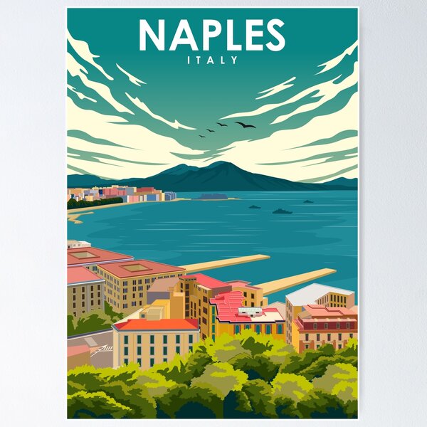Item preview, Naples Italy Vintage Colorful Minimal Retro Travel Poster designed and sold by Stadify.