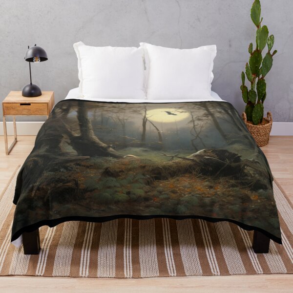Item preview, Moonlit Clearing - Atmospheric Digital Painting, Dark Forest Series - Owl Swoops Across Moon in Forest, Impressionist Painting  designed and sold by CloudofKnowing.