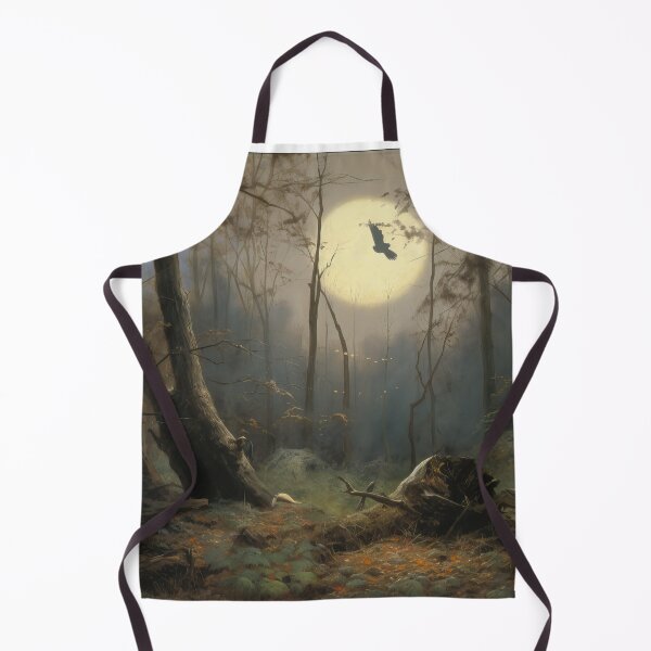 Item preview, Moonlit Clearing - Atmospheric Digital Painting, Dark Forest Series - Owl Swoops Across Moon in Forest, Impressionist Painting designed and sold by CloudofKnowing.
