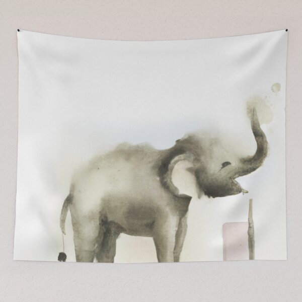 Item preview, The happy elephant - watercolor designed and sold by The Iconic Minimalist.