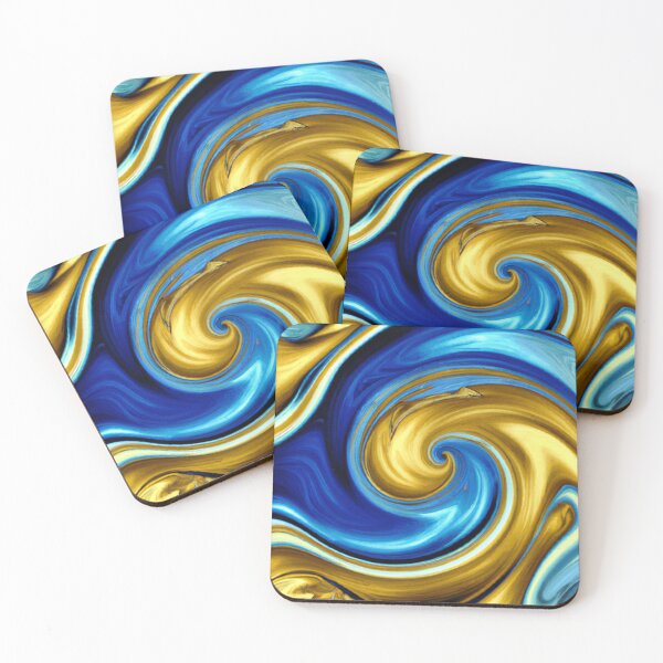 Item preview, Flowing colors of blue and gold designed and sold by The Iconic Minimalist.