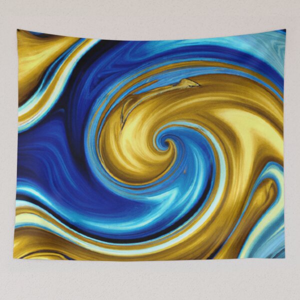 Item preview, Flowing colors of blue and gold designed and sold by The Iconic Minimalist.