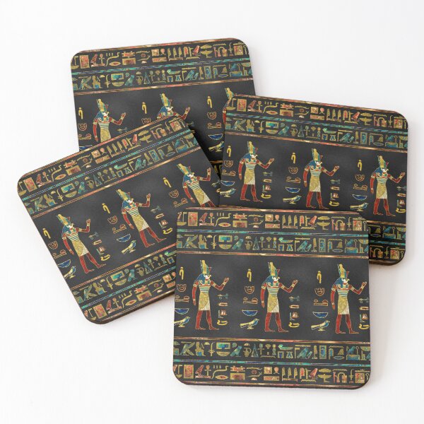 Item preview, Egyptian  Gold, Teal and Red  glass pattern designed and sold by k9printart.