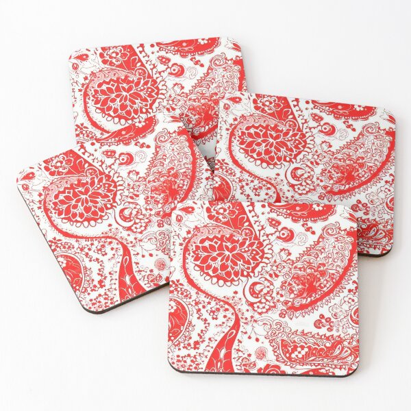 Item preview, Red and White Paisley Pattern designed and sold by kansaikate.