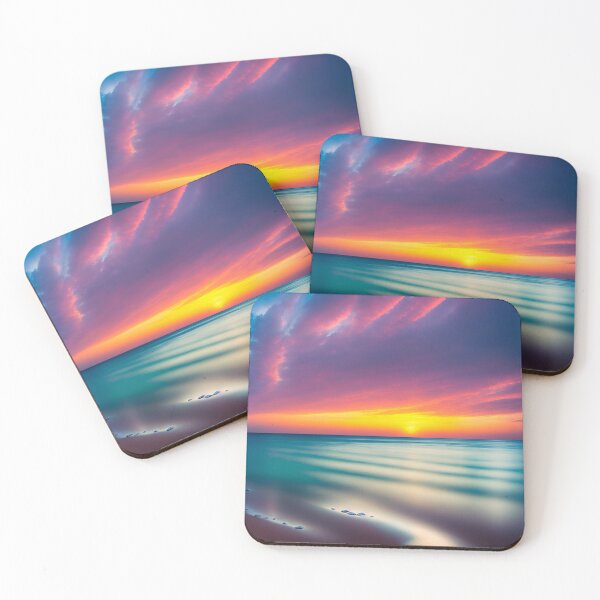 Item preview, An Idyllic Beach With The Sun Reflecting Off The Glass-like Surface Of The Ocean Ai Generated Art designed and sold by AiGens.