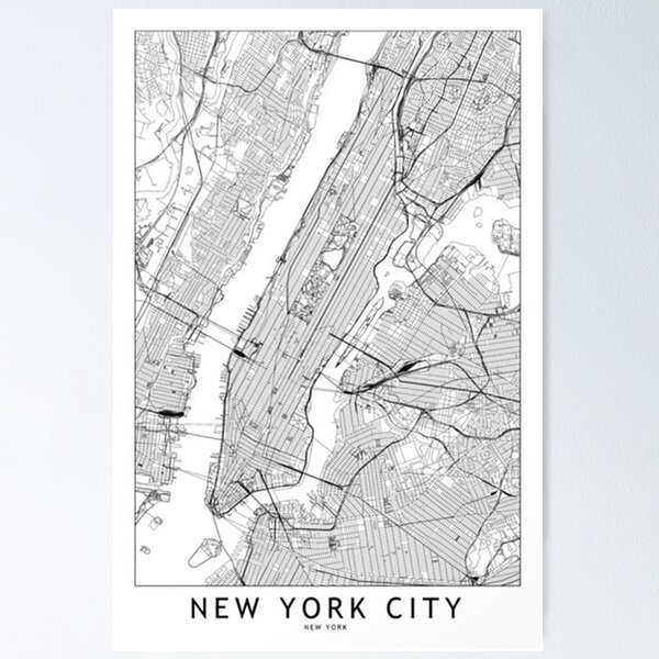 Item preview, New York City White Map designed and sold by karenmeye.