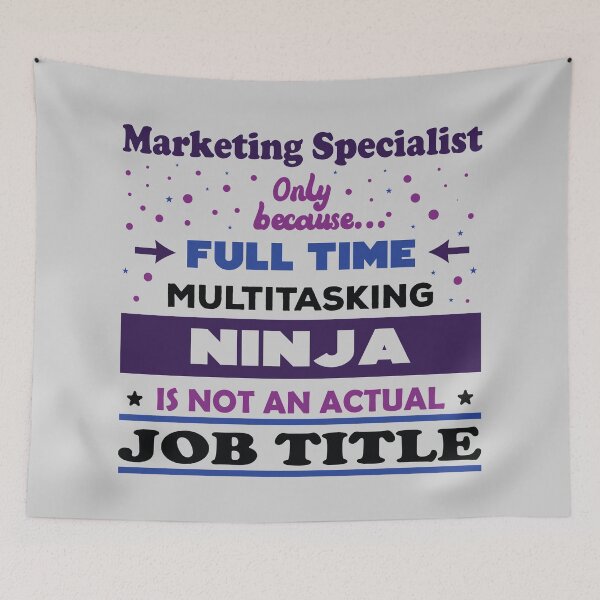 Item preview, Marketing specialist only because full time multitasking ninja is not an actual job title, dark text, funny ninja marketing specialist job ,marketing specialist humor, marketing specialist joke,meme, designed and sold by SGS-.