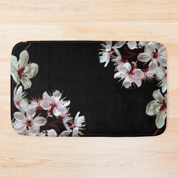 Item preview, Plum blossom white flowers on a black background designed and sold by by-jwp.