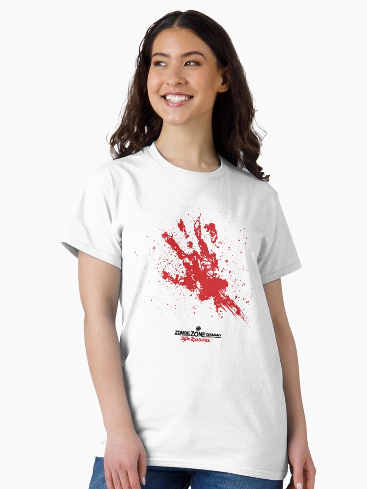 Thumbnail 2 of 7, Classic T-Shirt, Bloody Handprint - Zombie Zone Germany designed and sold by fantasypunk.