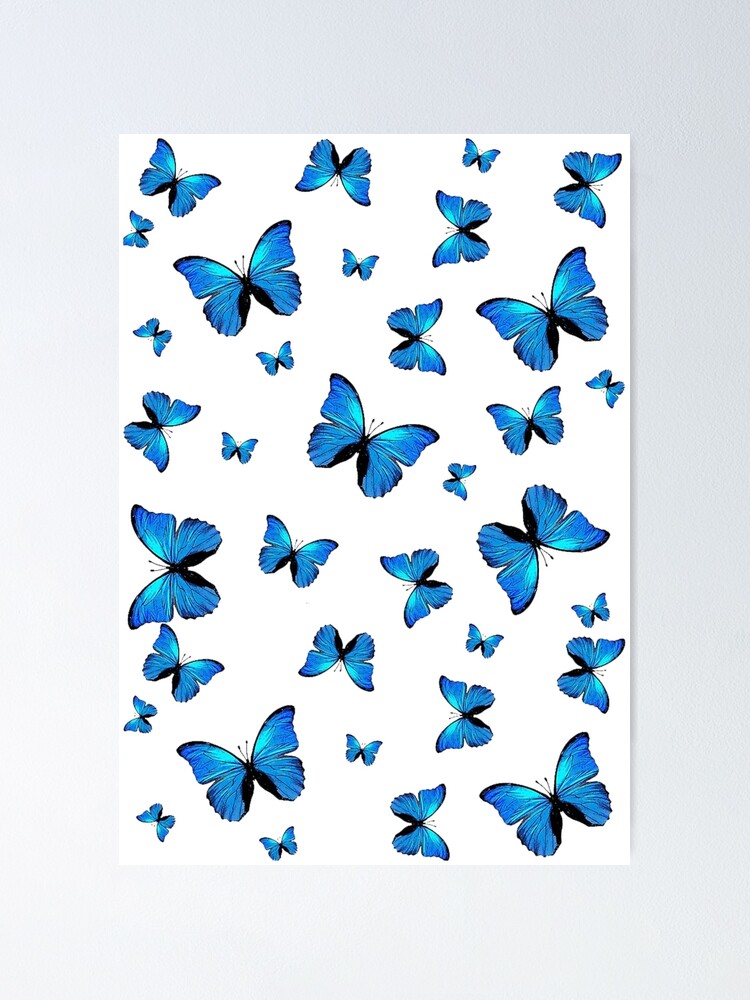 Póster for Sale con la obra «Mariposas voladoras - azul» de Stationarystuff