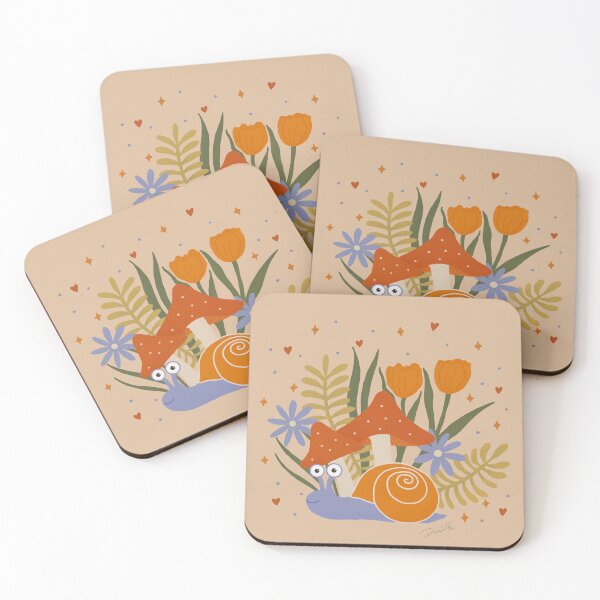 Item preview, Snail & Mushroom Decor ~ A colorful pastel illustration designed and sold by Danvrie.