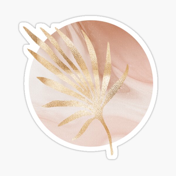 Item preview, Neutral marble circle gold palm leaf designed and sold by anna0711.