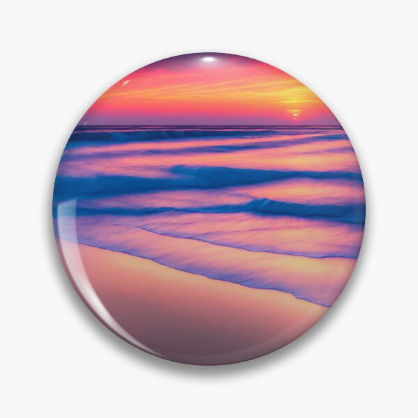 Artikelvorschau, Ein malerischer Strand mit dem Sonnenuntergang über dem Horizont und dem kristallklaren Wasser Ai generierte Kunst entworfen und verkauft von AiGens.