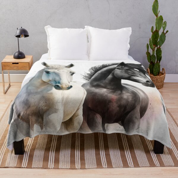 Item preview, Black and White Beautiful Horses Wall Art Home Decor Painting Artwork designed and sold by adlydesigns.